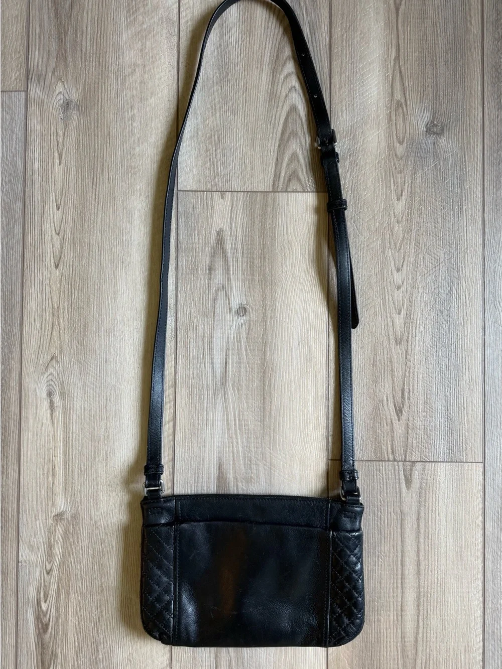 Vera Bradley Carry-All Black Quilted Leather Crossbody Purse